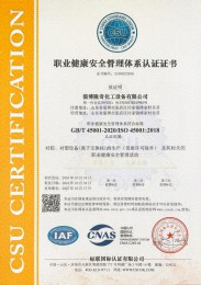 职业健康安全管理体系证书